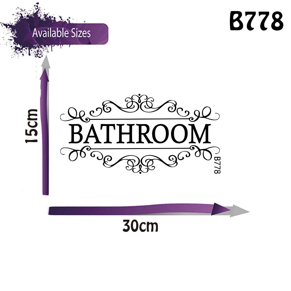Bathroom Sign Door Wall Decal sticker Accessories Wall Sticker WC Toilet Home Decor