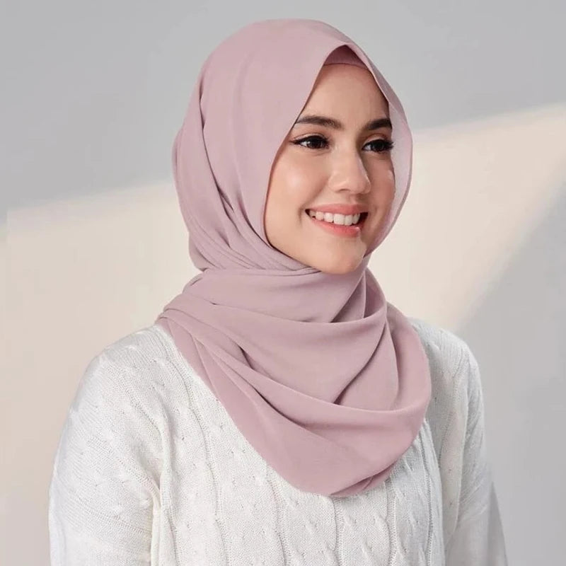 Muslim Women Chiffon Hijab With Cap Bonnet Instant Chiffon Hijab Pinles Shawl Head Scarf Under scarf Caps Cover Headwrap