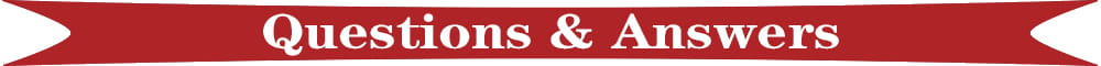 Red banner with white text reading questions and answers shown as part of a custom photo projection keychain personalized memorial gift.