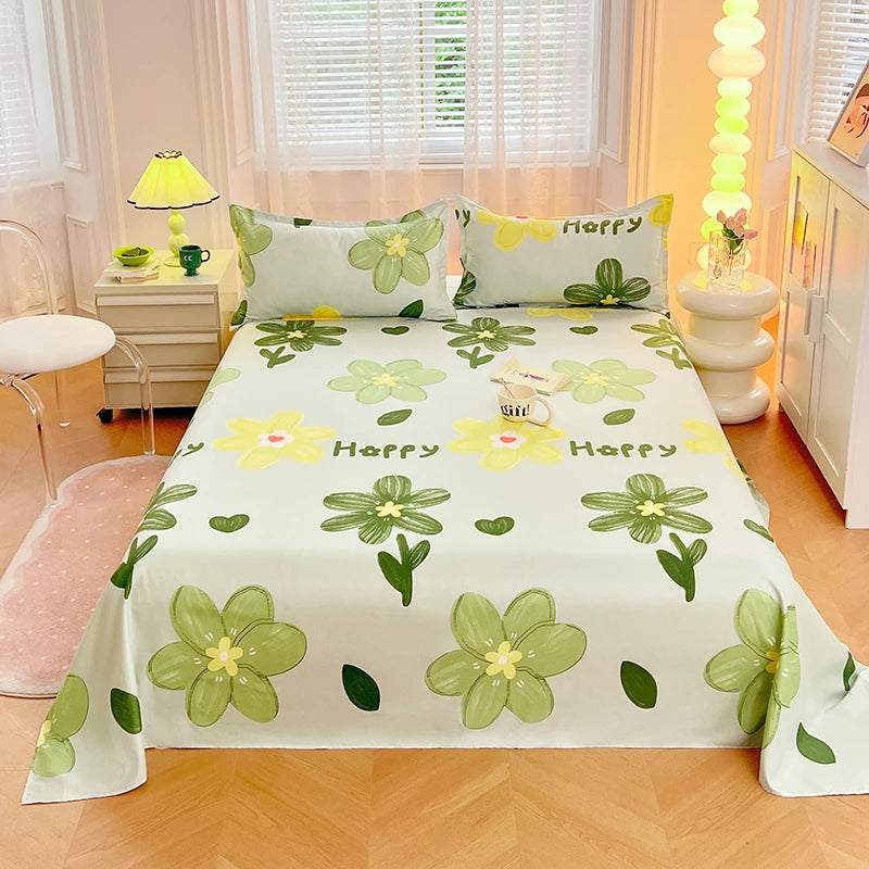 Bedroom Sheet Gorgeous Flowers Cartoon Printing Bedding Sheet PillowCase Bedding Fashion Exquisite Printing Sheet 1pc or 3pc/Set