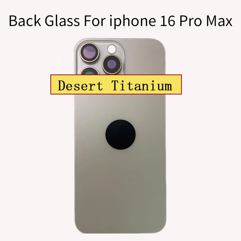 1 Pc Back Glass Cover For iPhone 16 Pro 16 Pro Max Replacement With Camera Lens Bracket & Magnets, Repair Rear Housing Panel