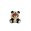 3d printing bear collectible figurine wearing a black and white panda jacket viewed from the front