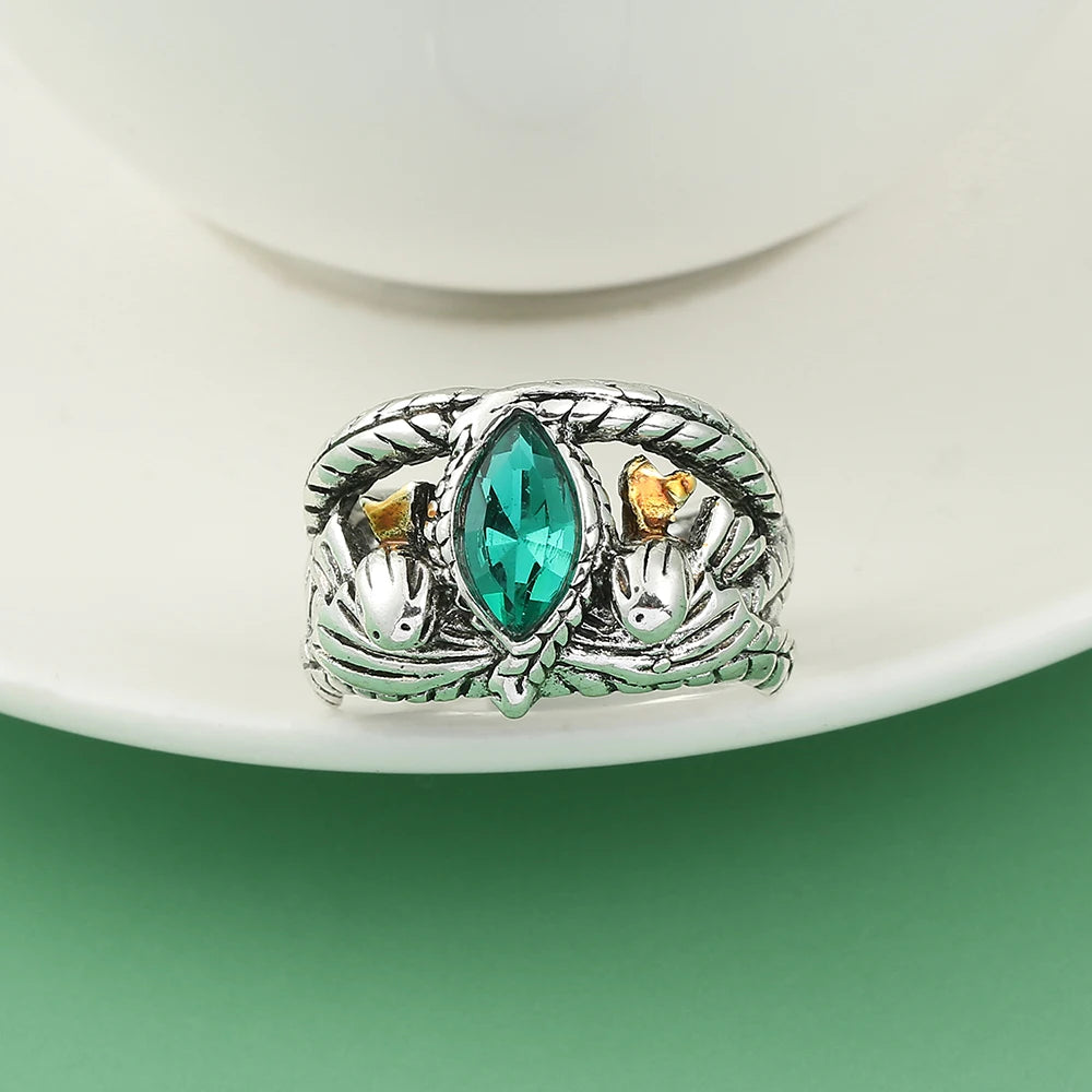Lord Ring of Barahir Aragorn Gondor Green Crystal Rings