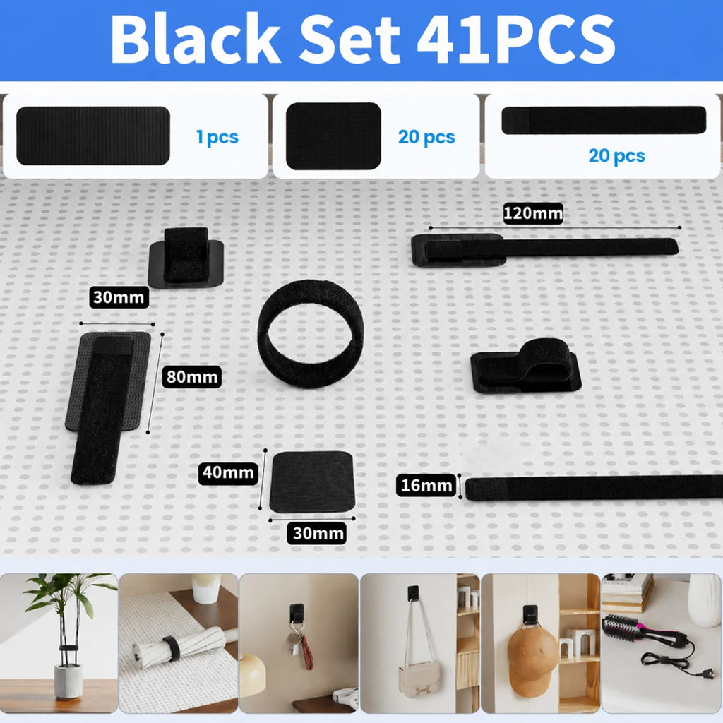 Cable Management Under Desk, Up to 15 Cord Enhanced Wire Holder Cord Organizer, Adjustable Hook and Loop Cable Ties, Home Offic