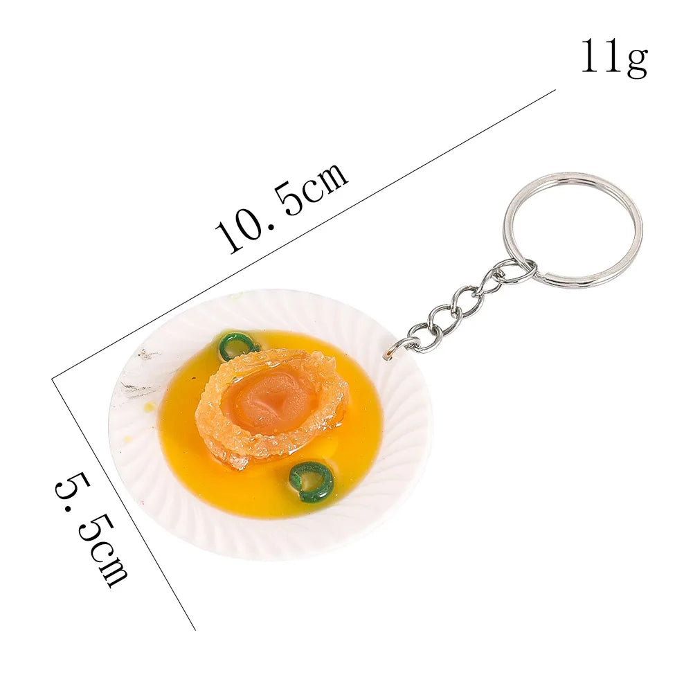New Simulation Food Key Chains Grilled Chicken Bok Choy Abalone Keychain Car Key Ring Backpack Mini Charm Fun Jewelry Gifts