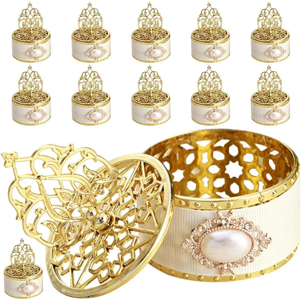 Elegant European Wedding Party Moon Baby Celebration Gold Wedding Candy Box Tower Bead Decorated Storage Box Packaging Sugar Box