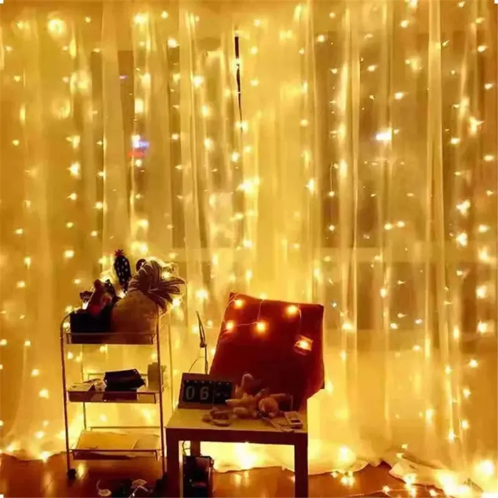 Curtain Lights Decorative Curtains in Living Room Christmas Garland LED Festoon Fairy Lamp USB Operated 8 Mode Bedroom Decor