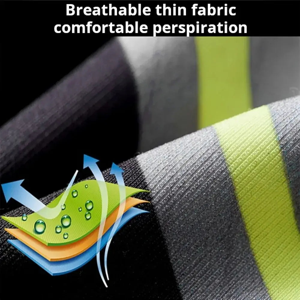 gray and neon yellow striped breathable athletic fabric with layered moisture-wicking design on the back side of ice silk three finger fishing gloves