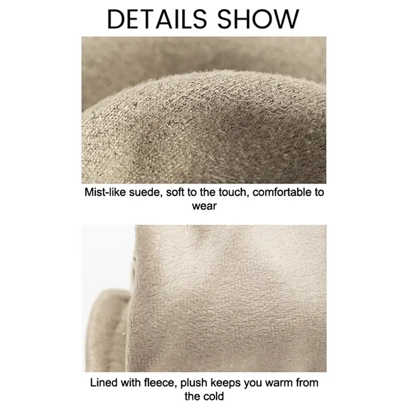 A cozy mist-like suede bootie with plush fleece lining for warmth complementing women’s touchscreen winter gloves thermal suede.