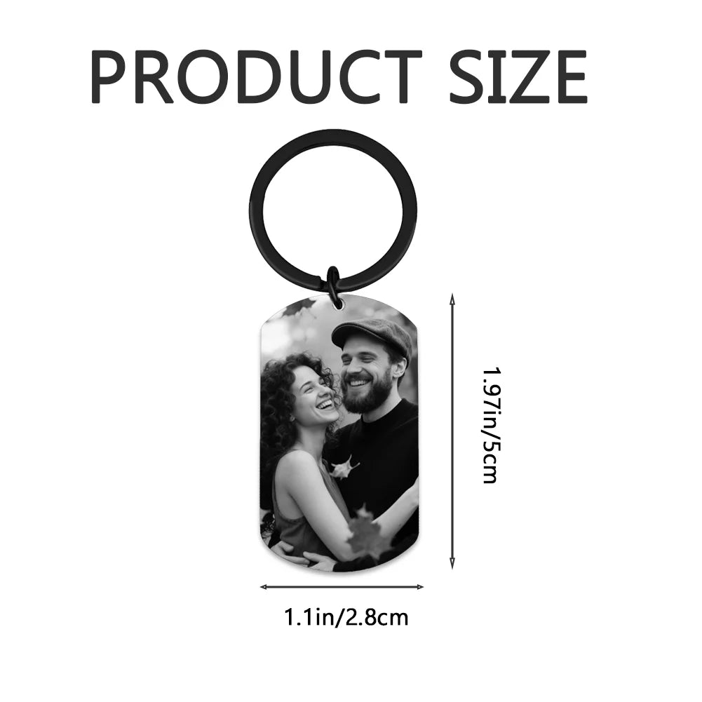 Personalized Photo Keychain For Couples Family,Custom Double Sided Engraved Keyring,Romantic Keepsake Birthday Anniversary Gift