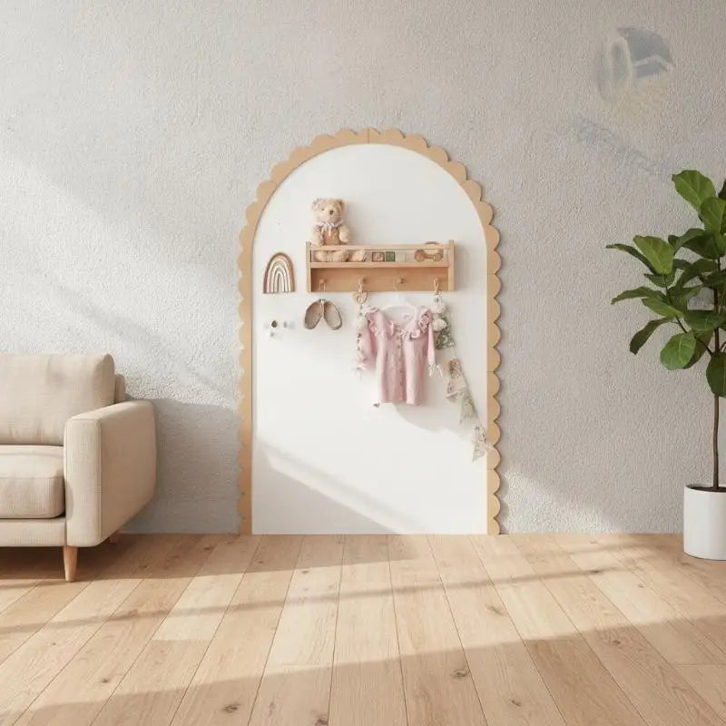 Wood Wall Arch Decor Eco-friendly Unfinished DIY Scalloped Wooden Frame Trim for Living Room Wall Accent Decor