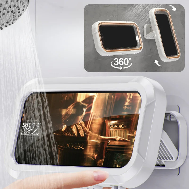 Touch Screen Waterproof Bathroom Phone Holder 360 Degree Rotatable Wall Mount Lazy Phone Case for Bathroom Toilet Drama Watching