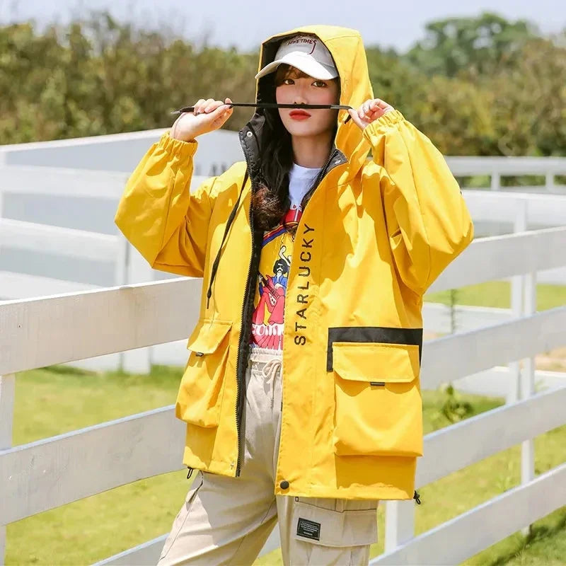 Women Jackets  Spring Autumn Trench Coats 2025 New Korean Loose BF Retro Women's Clothing Hooded  All-match Outerwear