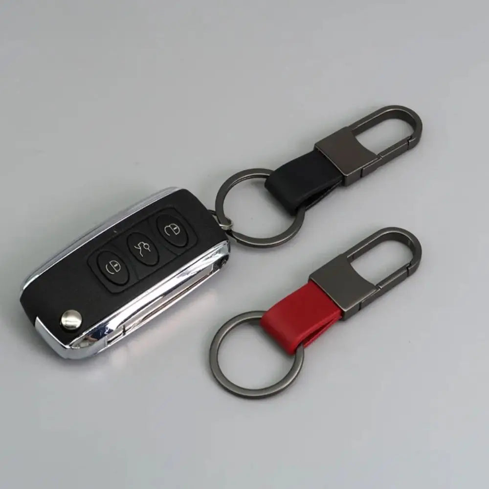 Alloy Leather Fur Keychain Anti-Lost Durable Leather Waist Hanging Key Chain Multifunctional Carabiner Holder
