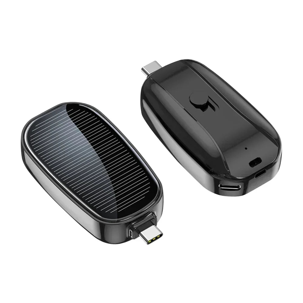 2025 New Solar Power Bank Mini Key Ring Powerbank Phone Portable Charger 1200mah External  Spare Battery for Xiaomi IPhone