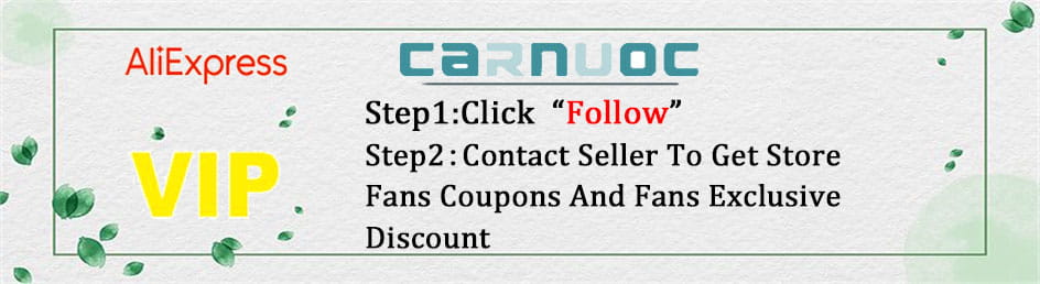 Aliexpress-VIP-Werbebanner für den Shop carnuoc mit einem Aufkleber für eine AC-Platte aus Carbonfaser mit Audi A6 A7, 2012 bis 2018, in schwarzem Carbonfaser-Material.