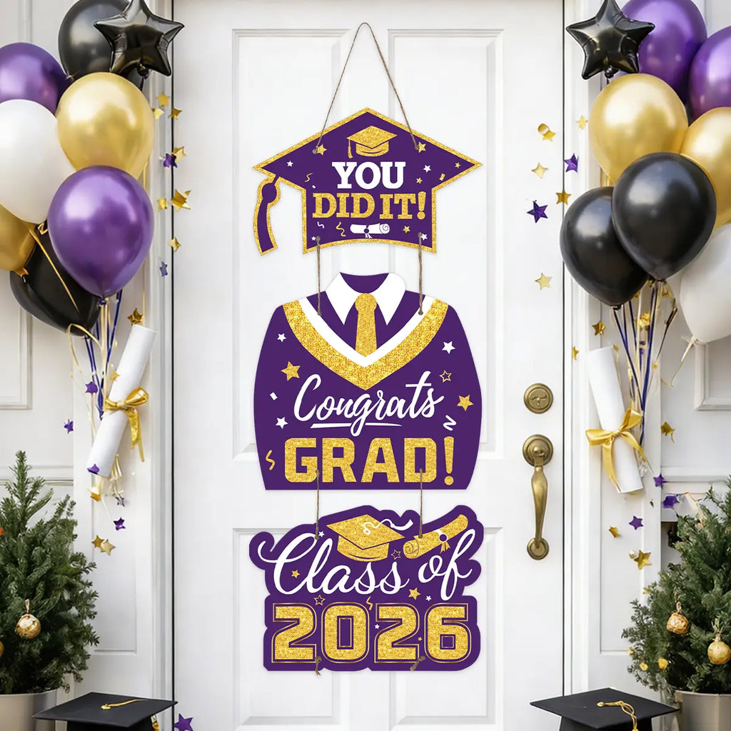 Graduation Season Paper Door Hanging Congrats Grad Party Decor Class of 2026 Gown Hat Hanging Grad Celebration Party Supplies