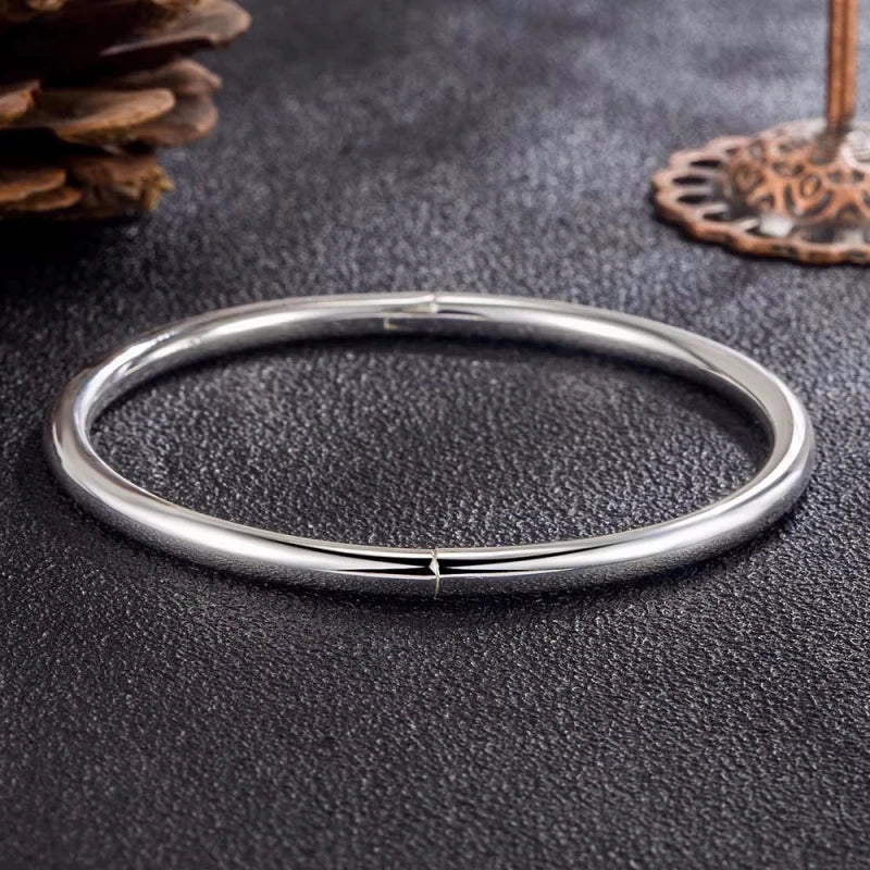 925 Sterling Silver 4MM Bangle Bracelets For Women Luxury Quality Jewelry Wholesale Jewellery