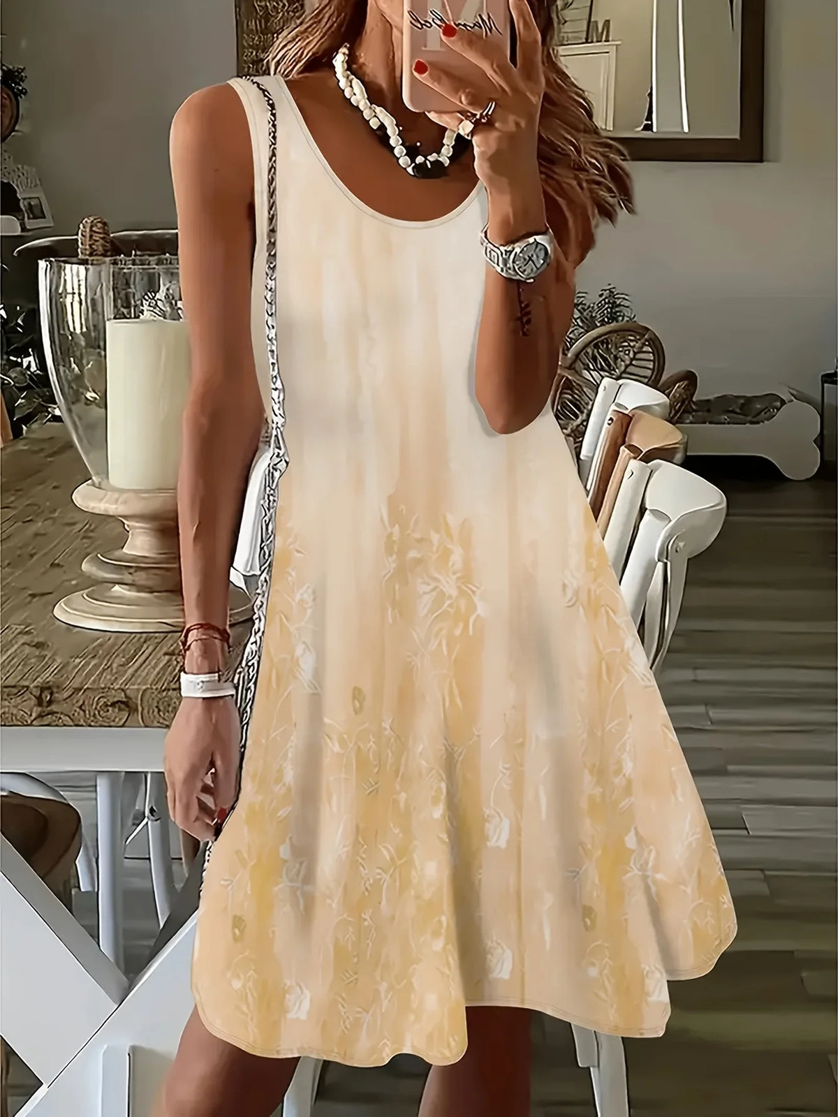 Ethnic-Style Women's Spaghetti-Strap Dress Summer Boho Beach Dress Casual Loose-Fitting Dress Women's Fashionable Vacation Top