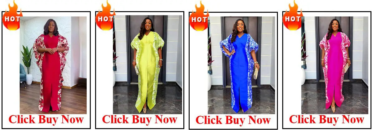 A vibrant purple satin two piece set featuring wide leg pants and a flowing maxi dress with bold color and patterned sleeves.