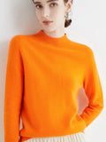 Women 100% Merino Wool Sweater For Autumn Winter  First Line Seamless Half-high Collar Pullover Basic Top OL Solid Soft Cashmere