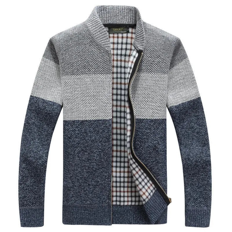 Men's Fleece Lined Knit Cardigan Sweater Winter Warm Long Sleeve Outdoor Jacket Sports Pullover Coats for Men Fashion Knitwear