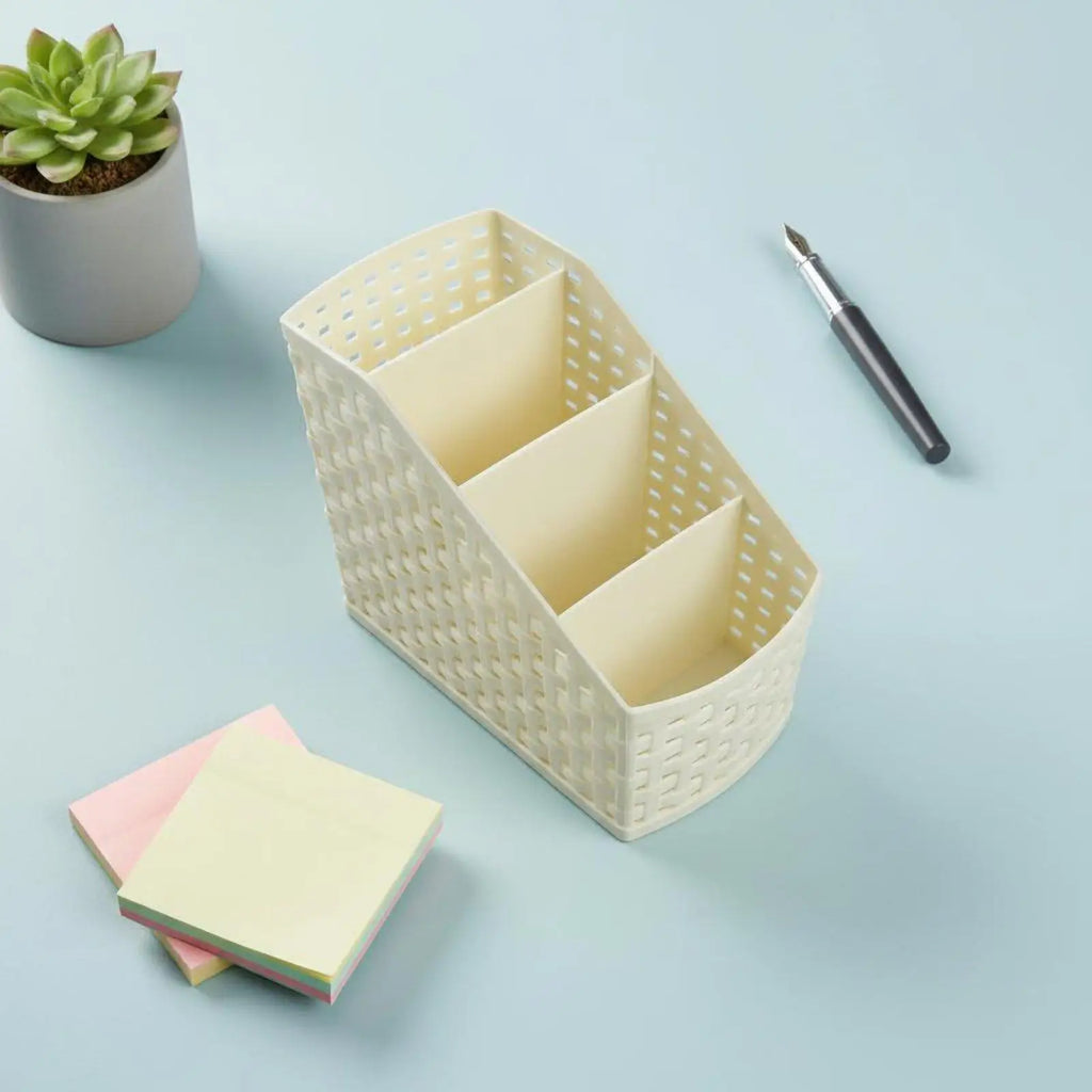 Slanted Stationery Organizer Stylish Design Desktop Storage Box Space Saving Multi-Compartment Organizer for Classroom, Living