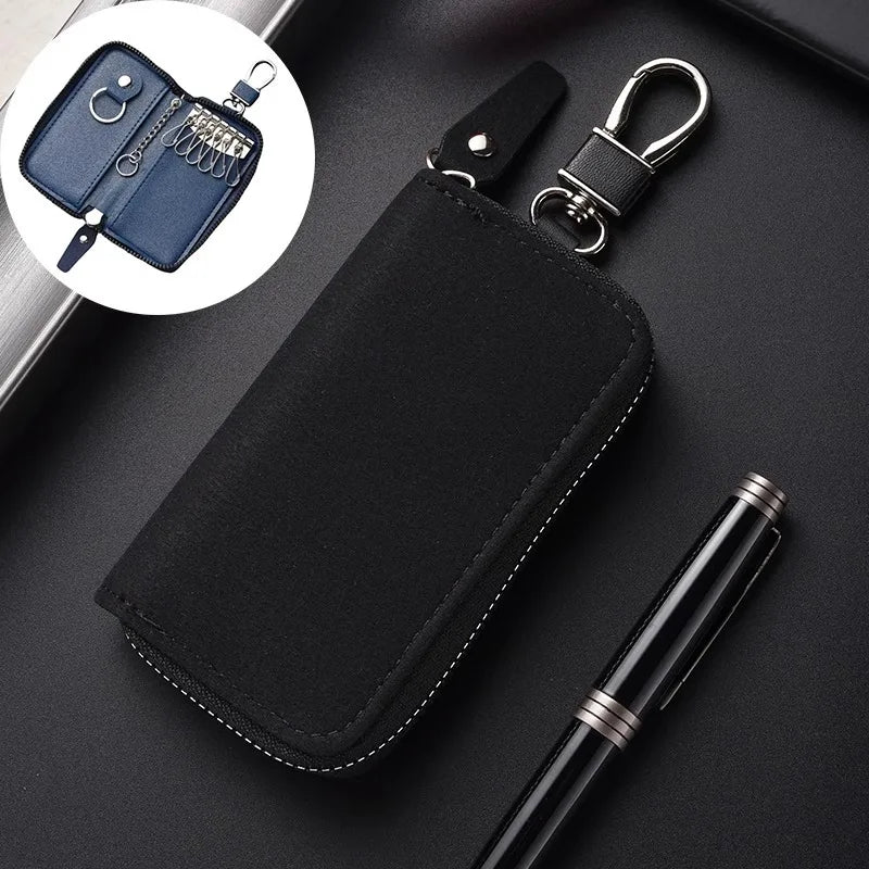 New Leather Keychain Men Women Key Holder Organizer Pouch Large Capacity Car Key Wallet Housekeeper Key Case Mini Card Bag