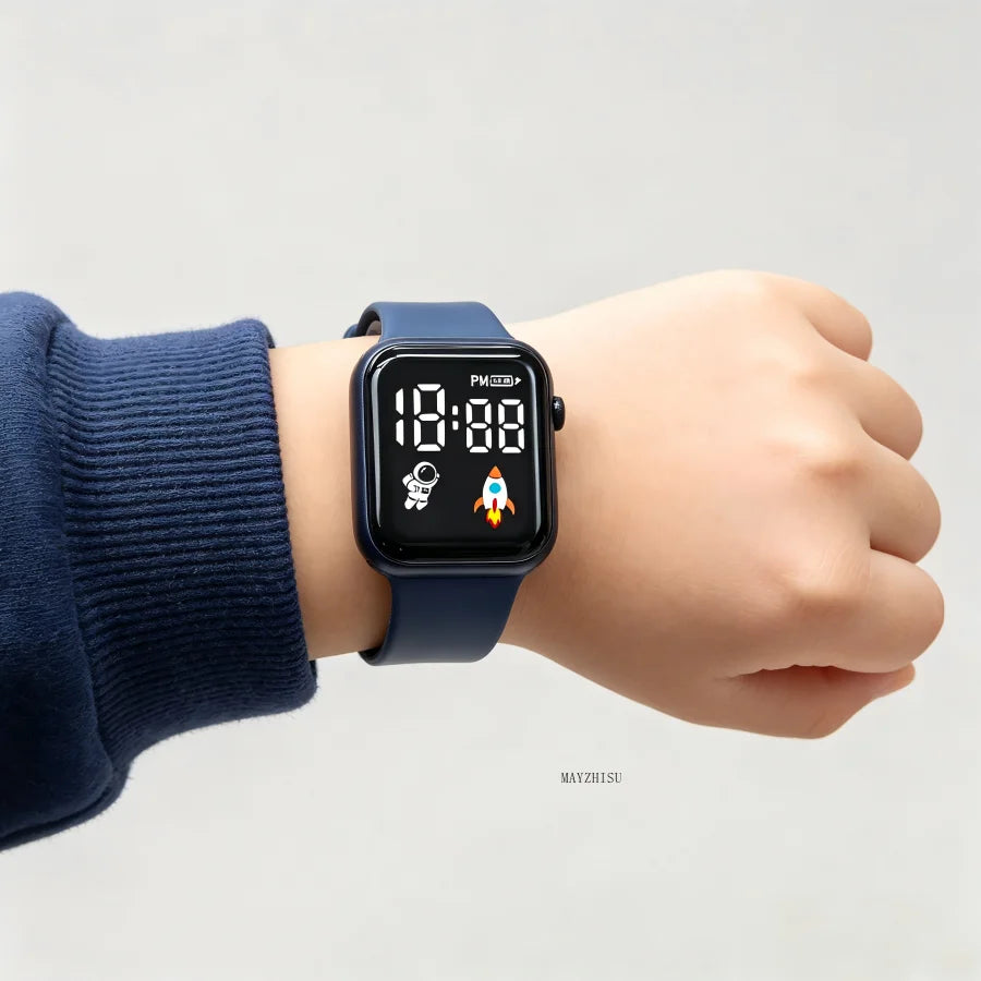 2Pcs/set Cartoon Children's Watches LED Sports Digital Watch for Kids Boys Girls Students Silicone Strap Luminous Non-waterproof
