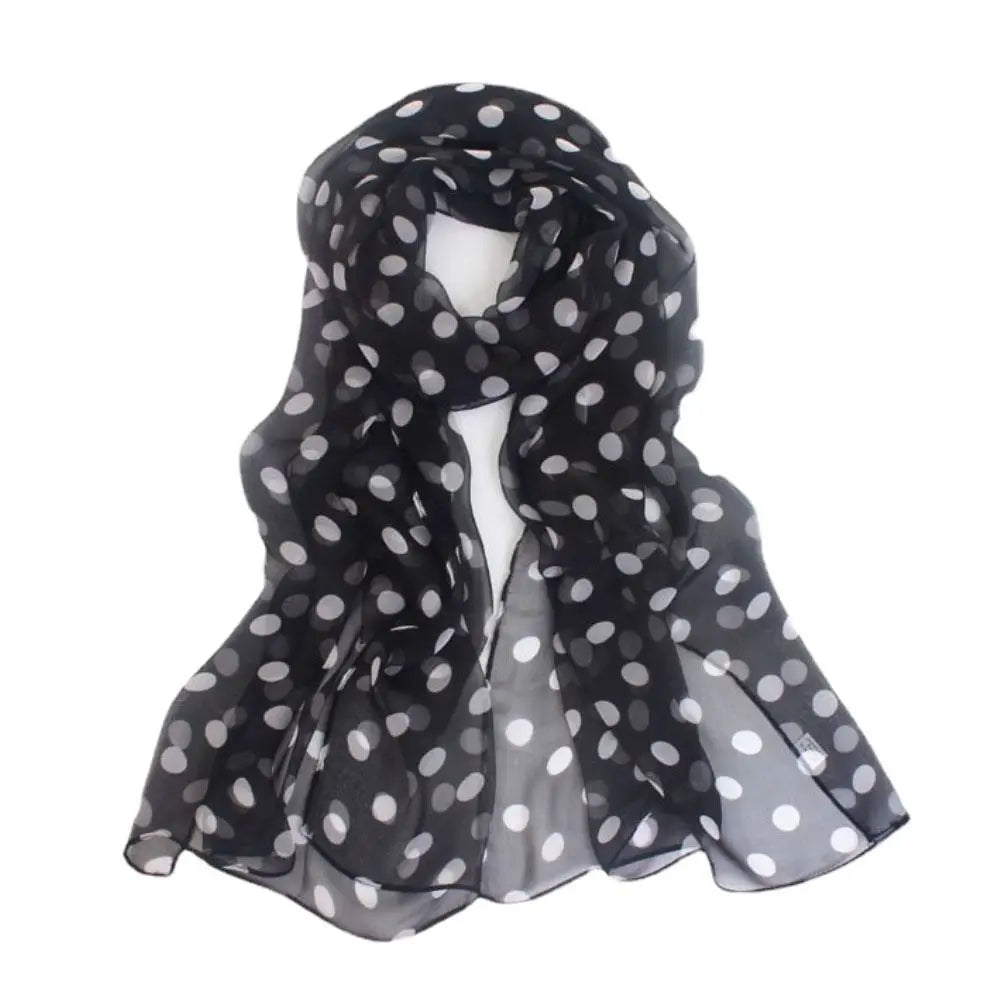 Shawl Soft Head Wraps Headband Neckerchief Hijab Scarf Polka Dot Scarf Ladies Women's Scarves Shawl Silk Scarf
