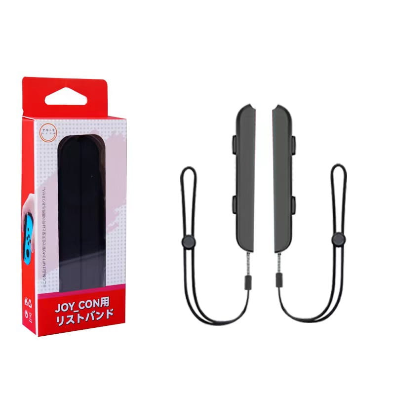 Black plastic Nintendo Switch joy con wrist straps with attached black fabric loops for secure handheld gaming.