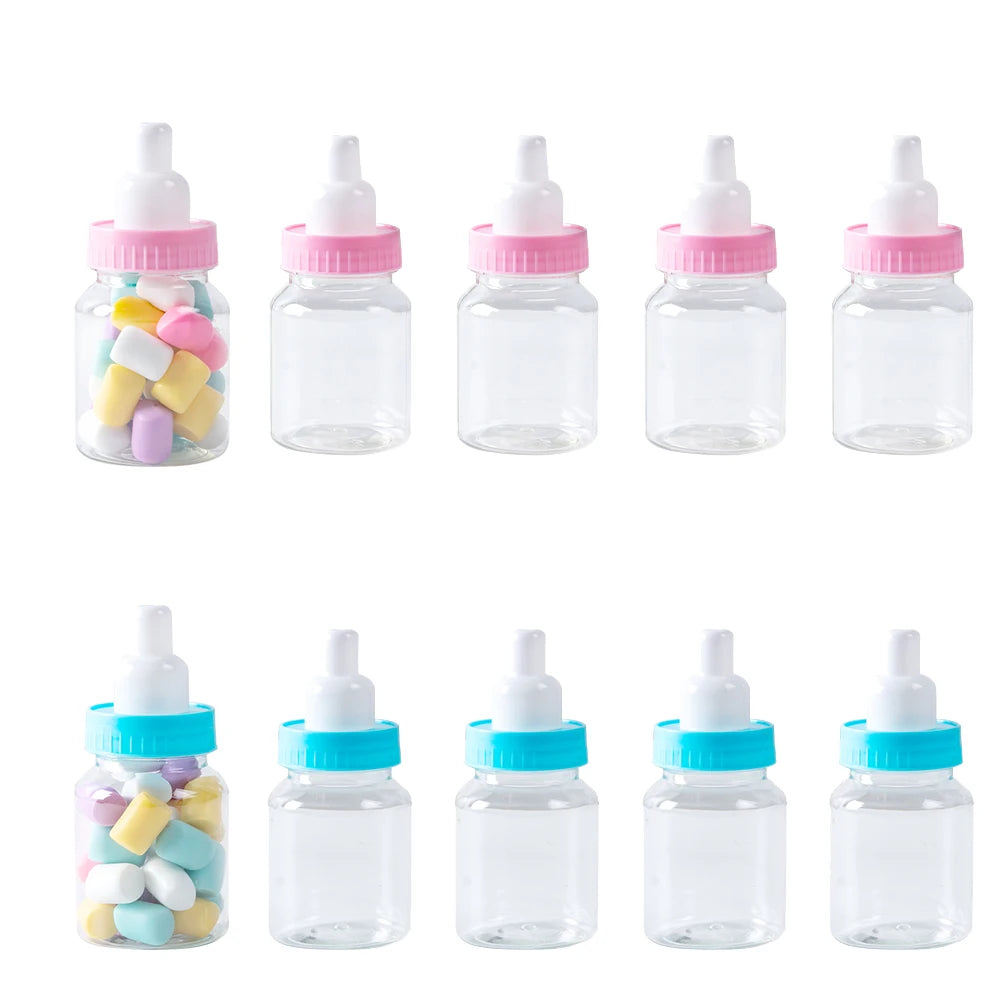 12/24Pcs Pink Blue Baby Bottle for Baby Shower Favors Mini Candy Bottles for Boys Girls Newborn Party Gender Reveal Party Decor