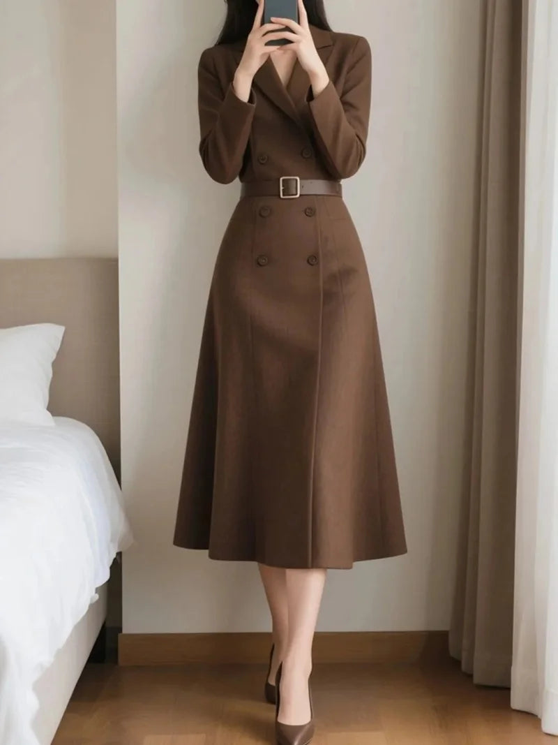 Women's Office Professional Suit Dress Spring Autumn Fashion Elegant Dress Business Work Commute Wear J055
