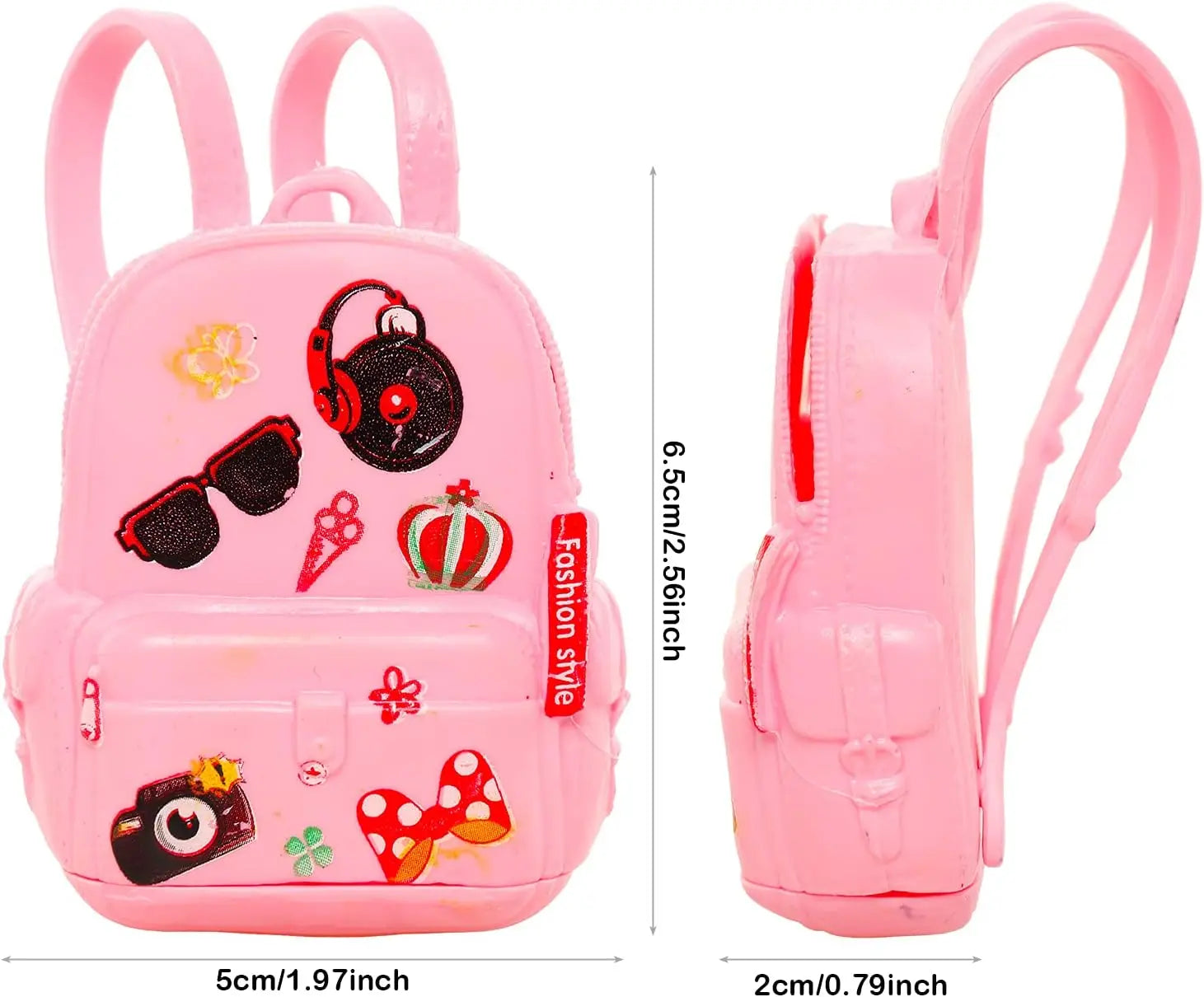 19 Pcs Girl Doll School Accessories Backpack Mini Desk Lamp Laptop Mini Globe Glasses and Headset for 11.5inch Doll Kids Toys
