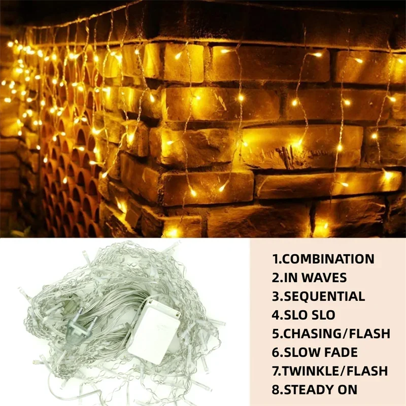 Christmas Decor Festoon Icicle Curtain Led Lights Wedding Garden Street Outdoor Waterproof Fairy String Light New Year Decor