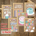 12 Fun Birthday Greeting Cards with Envelopes, -Heartfelt Thank You Cards for Birthdays, Mother's Day, Teacher's Day