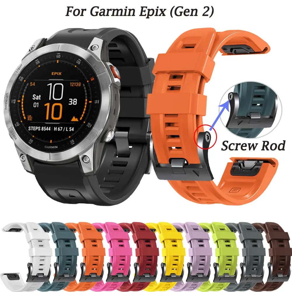 Bande de poignet en silicone à fixation rapide orange pour les montres Garmin Fenix et Garmin Epix génération 2.