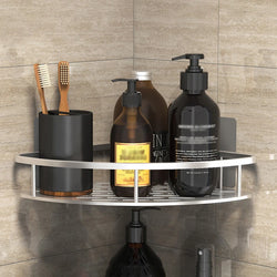 Wall Mount Corner Shelf Shower Holder No Drill Bathroom Storage Rack Organizer for WC Shampoo - Bathroom Accessories