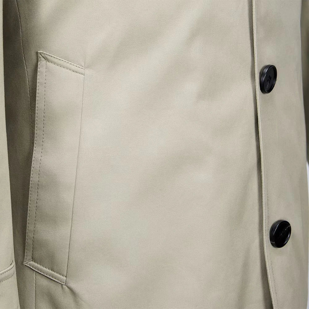 Luxury Cotton Trench Coat Men Spring Summer Trench Coats Jackets For Men Fashion Beige Long Coat Men Mens Jacket