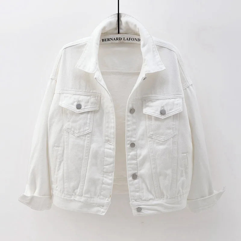 Women's Denim Jacket Spring Autumn Short Coat Pink Jean Jackets Casual Tops Purple Yellow White Loose Tops Lady Outerwear