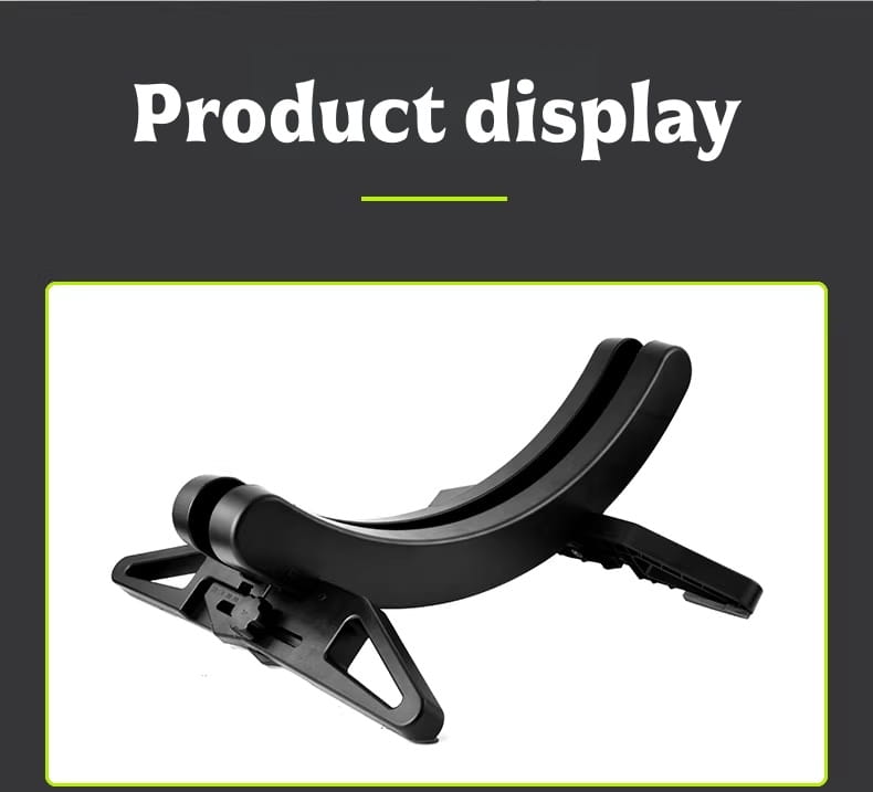 Support de téléphone pour voiture en plastique noir, doté d’un berceau courbé et d’un mécanisme à pince, conçu pour une utilisation avec un support de stationnement pour vélo réglable et un rack de rangement.