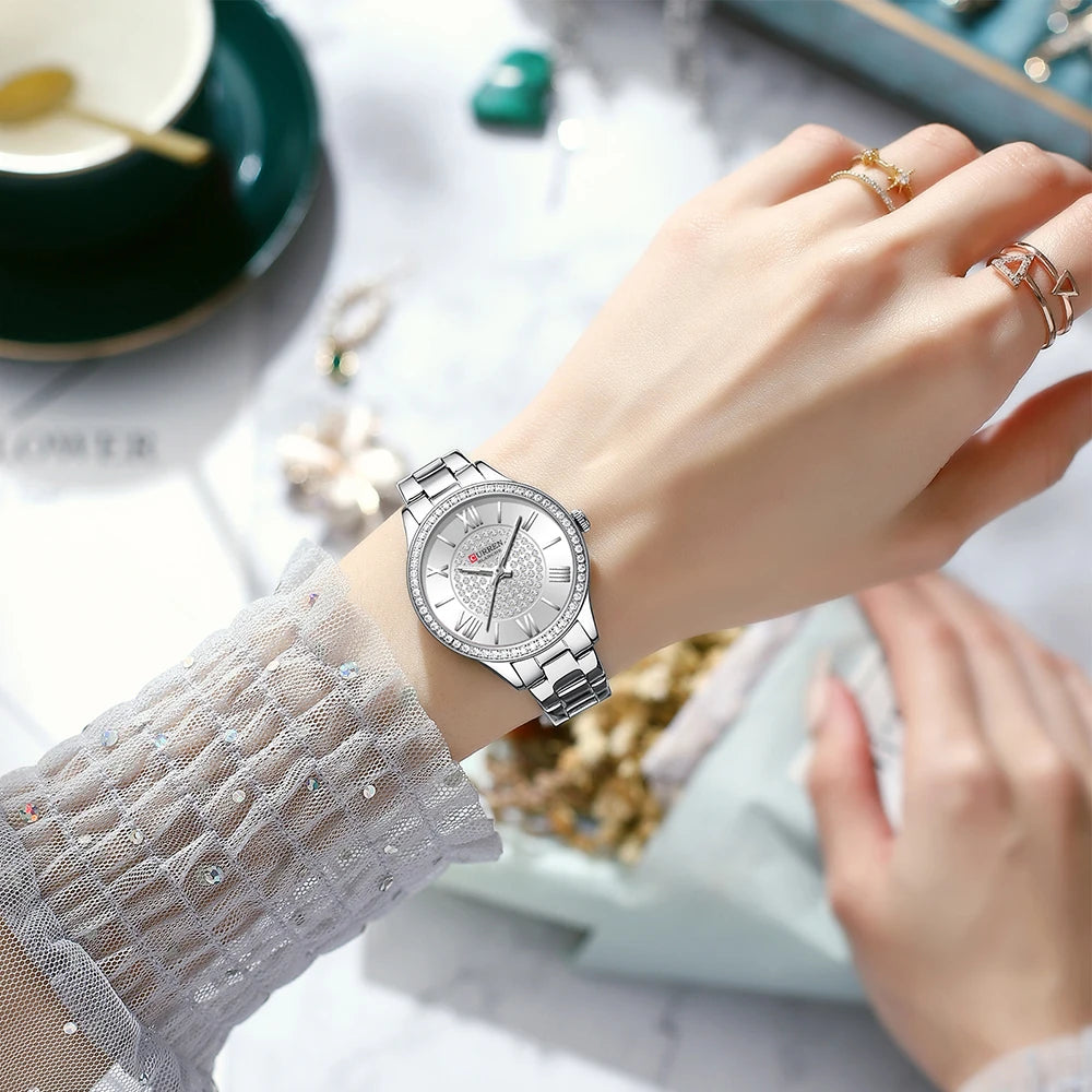 CURREN Women Watches Luxury Fashion Quartz Ladies WristWatch Stainless Steel Waterproof Girls Clock Gift Relogio Feminino