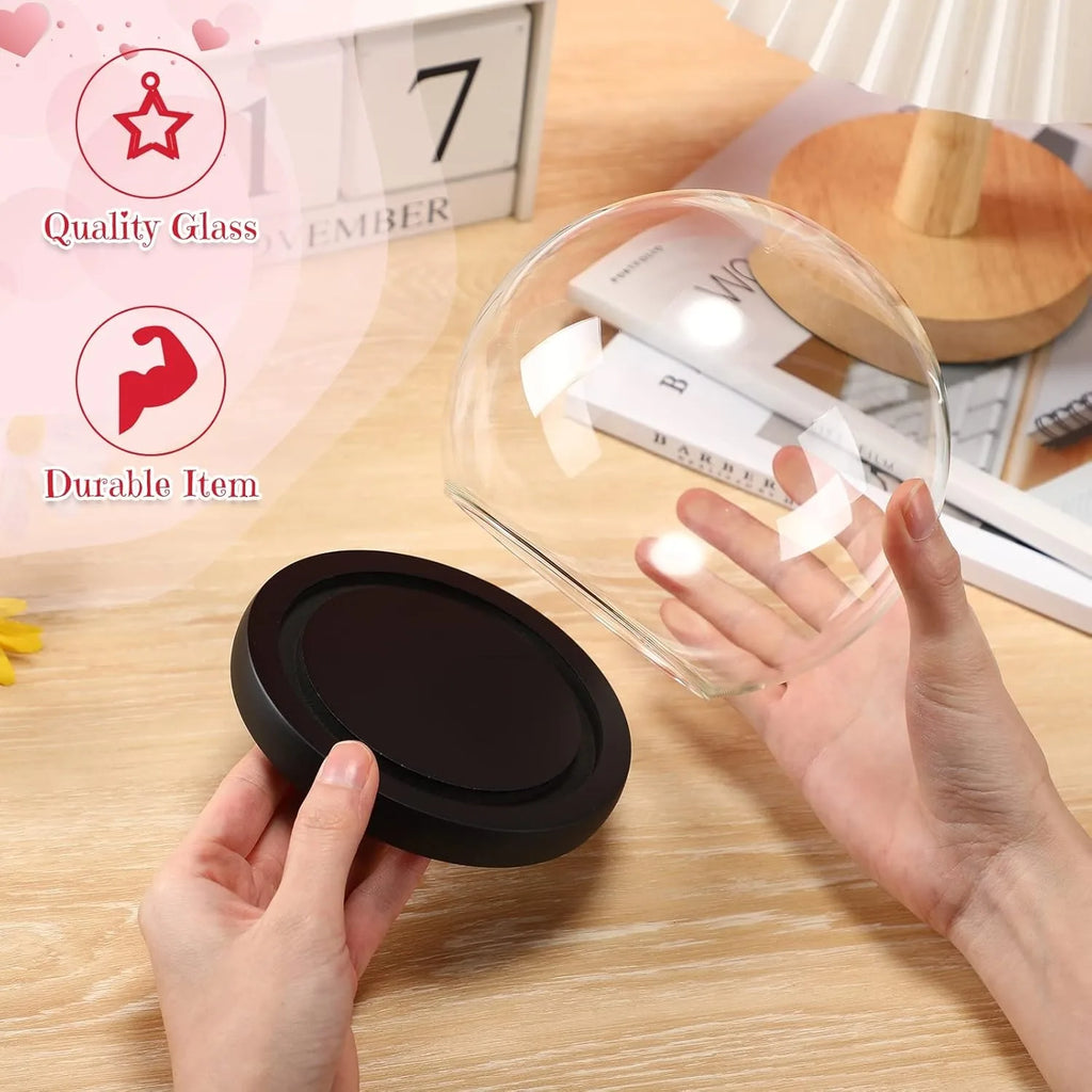 Display Dome Valentines Day Gifts Office Glass Cover DIY Craft Valentines Day Decor Dollhouse Accessories Bell Jar Display Case