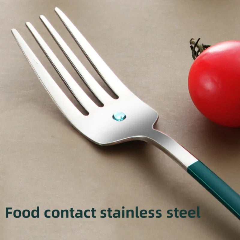 Tableware Set 304 Stainless Steel Portable Cutlery Dinner Knife Fork Spoon Chopsticks Four-piece Suit with Box Travel Flatware