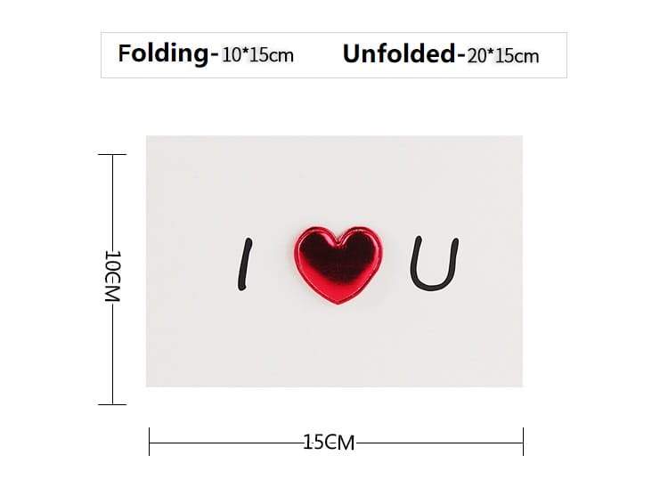 Carte de vœux de la Saint-Valentin avec cœur rouge présentant un patch à finition brillante avec l’inscription « i heart u » en noir.