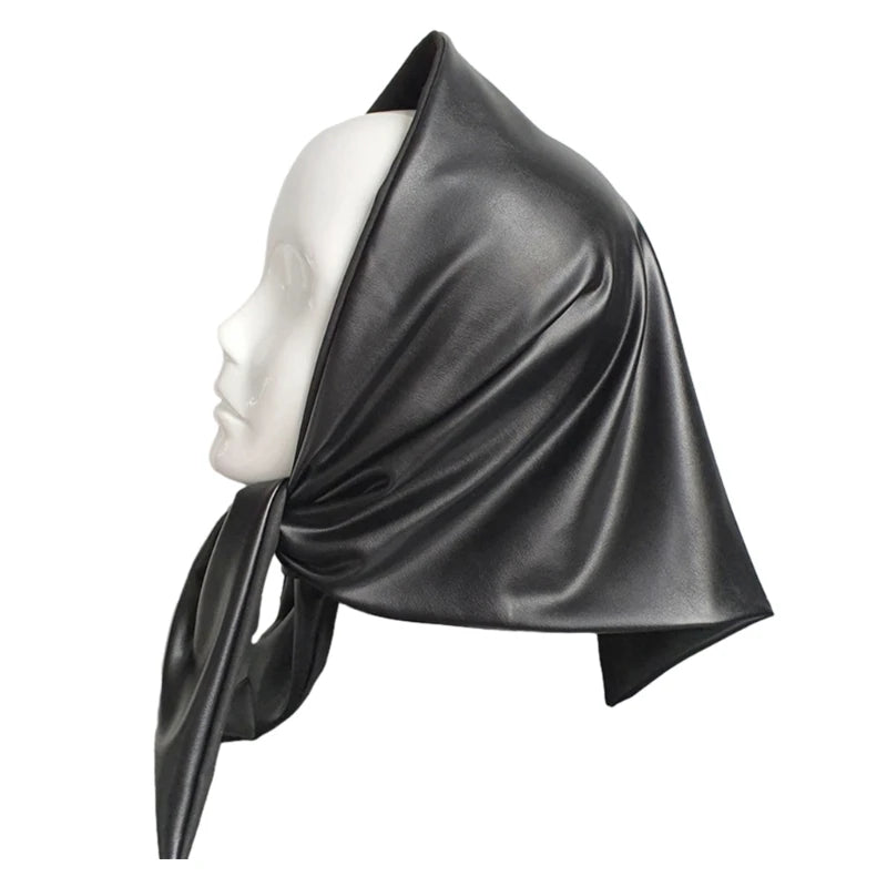 Womens Warm Long Shawl Winter Wraps Large Scarves Faux Leather Scarf Bandana Head Cover Kerchief