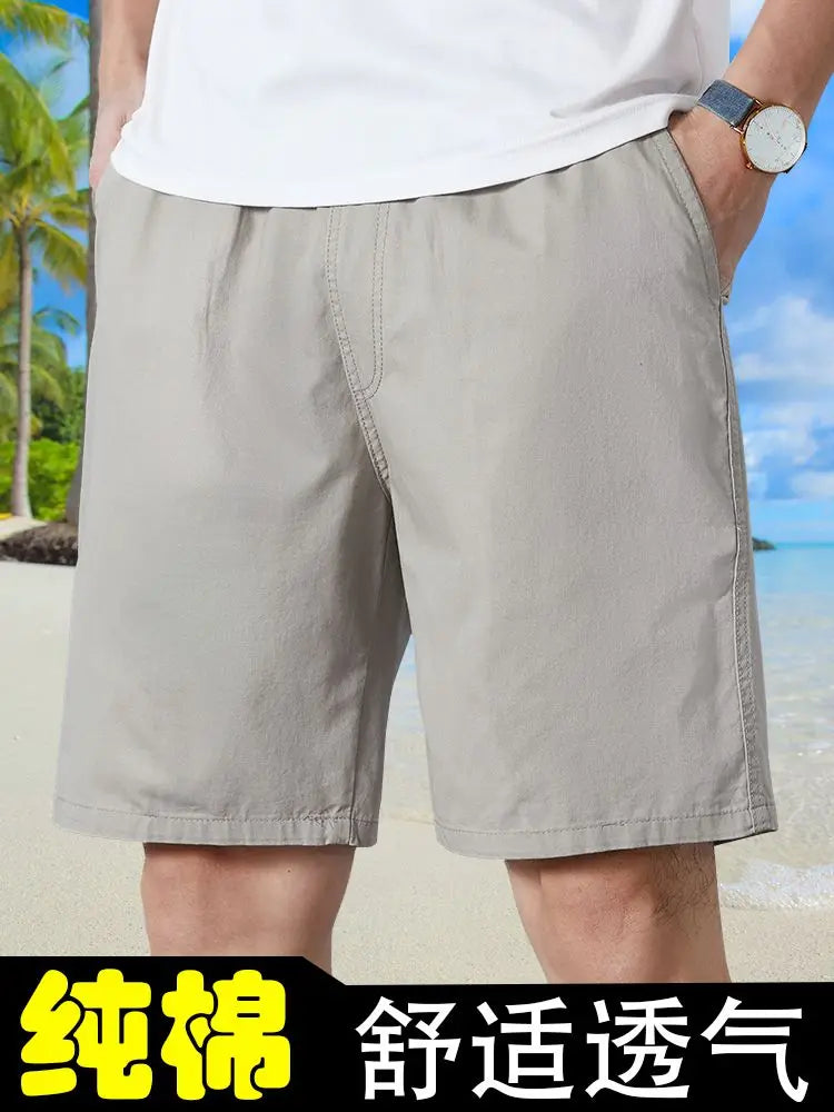 Men Wear Pure Cotton Thin Straight Loose Casual and Versatile Five-point Pants in Summer