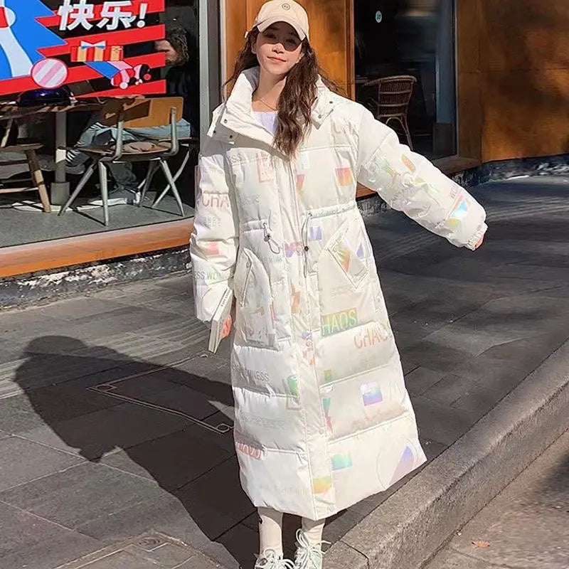 Fashion Women Winter Waterproof Long Parkas Cotton Padded Jacket Hooded Thick Warm Snow Coat Oversized Outerwear Female