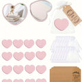 36Pcs/12sets Bridal Shower Favors - Pink Heart Mirrors with Thank You Cards & Tulle Bags for Bridesmaid & Wedding Favors