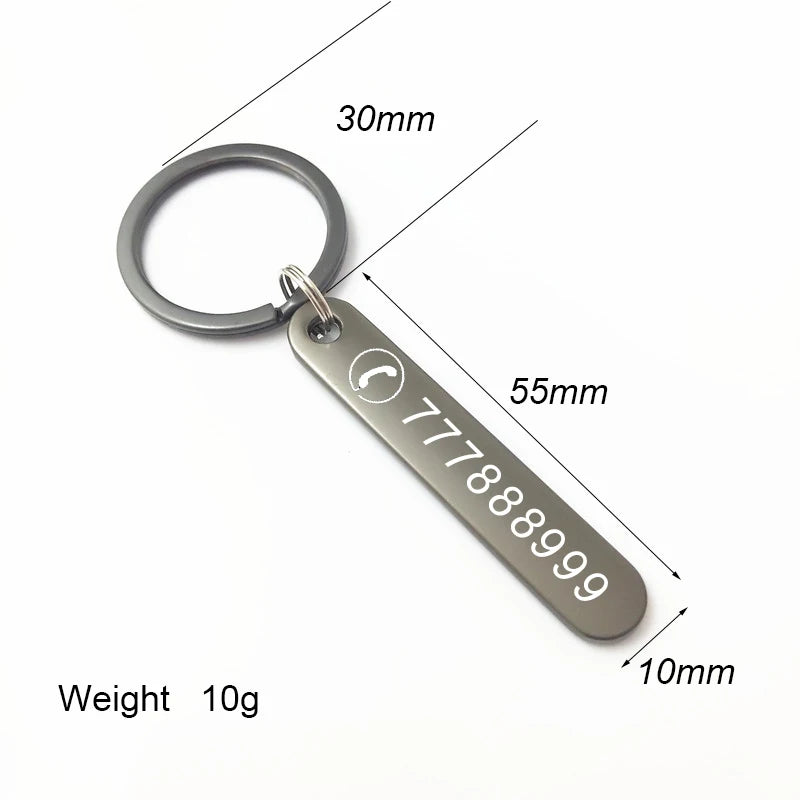 Custom Phone Number Keychains Cute Hollow Out Animals Personalized Titanium Bar Keyring Laser Engraving Name Car Key Chain Gifts